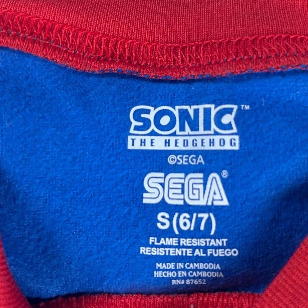 Sonic The Hedgehog Kids 2‎ Piece Pajama Set Size Small Blue Flame Resistant NEW
